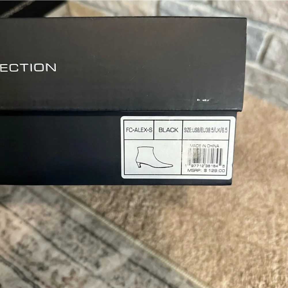 French Connection Ankle Bootie Alex Kitten Heel Black Faux Leather NIB - Picture 7 of 9